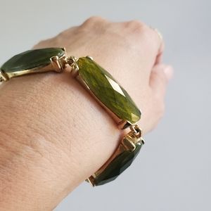 Liz Claiborne Faux Green stone Link Bracelet